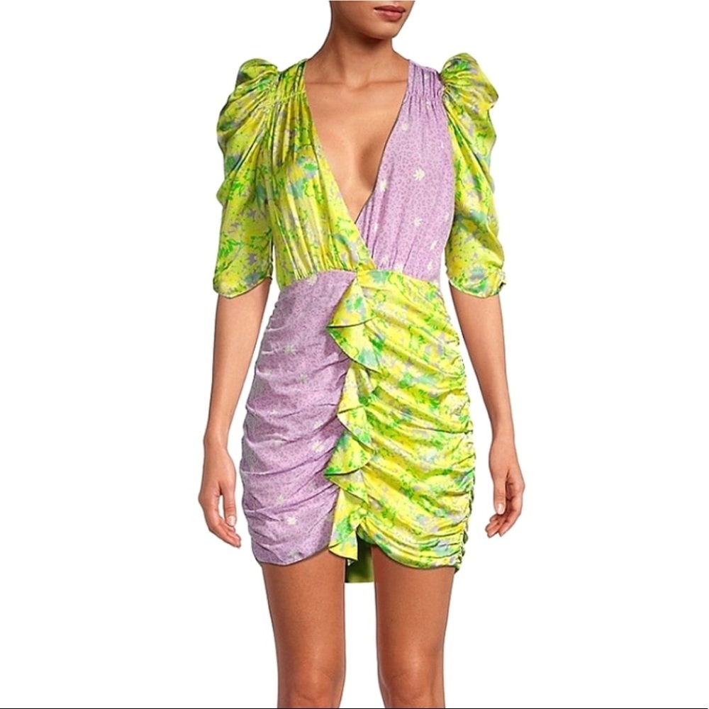 For Love & Lemons Dubois Mix Print Mini Dress